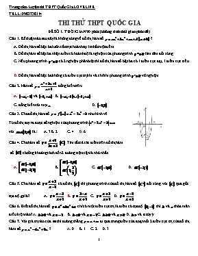 Đề thi thư THPT quôc gia môn học Toán học lớp 12